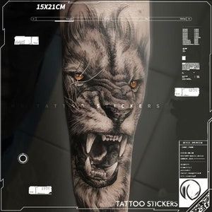 Lion Temporary Tattoo | Half Sleeve Temporary Tattoo | Temporary Tattoo 5.91 x 8.27 inch