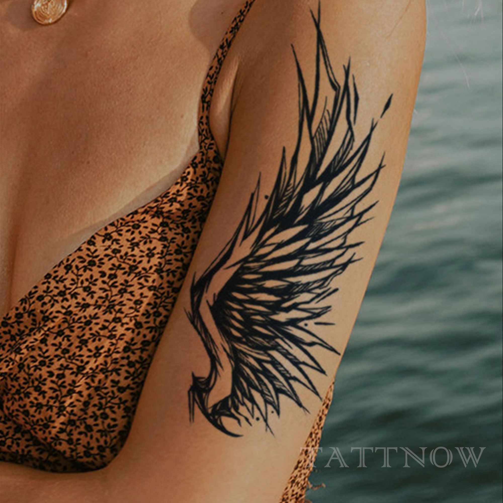 Left Wing of The Angel Temporary Tattoo – Fade Away Tattoo