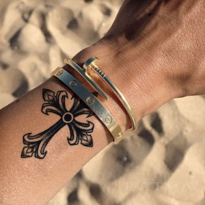 Cross Crowe Semi permanent Tattoo | Hand Temporary Tattoo | Small Tattoo Print | Tattoo Sticker Design-A131
