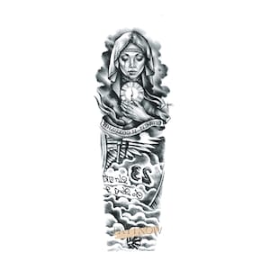 Samoan Uhr Groß Temporary Tattoo | Volle Ärmel Temporary Tattoo |  Tattoo Sticker |  48×17cm