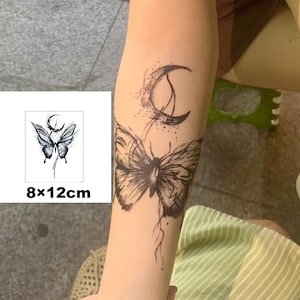 2Pcs Cute Butterfly and Moon Semi-permanent Tattoo | Butterfly Tattoo  | Temporary Tattoo ink | Tattoo Sticker | 80mm*120mm