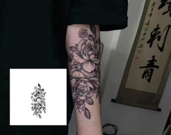 2Pcs Flower Semi-permanent Tattoo | Sleeve Henna Tattoo ink | Tattoo Sticker | 95mm×200mm
