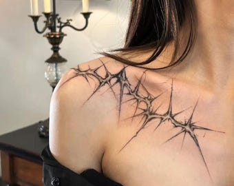 2Pcs Chain of Thorns Semi-permanent Tattoo |  Chest Tattoo | Temporary Tattoo | 210mm×110mm