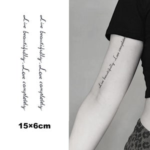 Tatuagem semipermanente de braço de texto 2 unidades | Tatuagem de mão | Tinta para tatuagem temporária | Etiqueta do tatuagem | 150mm*60mm