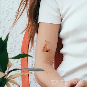 2Pcs Cute Fox Temporary Tattoo | Small Hand Temporary Tattoo | Women Tattoo Sticker 3.5cm×3.5cm | 1.4×1.4inch