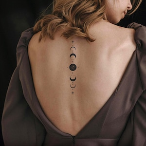 2Pcs Phases of the Moon Semi-permanent Tattoo |  Temporary Tattoo ink | Tattoo Sticker | 108mm×22mm