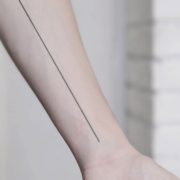 Gerade Linie Semi-permanentes Tattoo | Nahtlinie Tattoo | Temporäre Tattoofarbe | Tattoo Sticker | 200mm*21mm