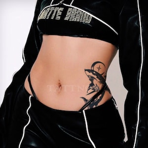 Big Shark Semi-permanent Tattoo | Half Sleeve Temporary Tattoo | Waist Tattoo Print | Tattoo Sticker Design-A120