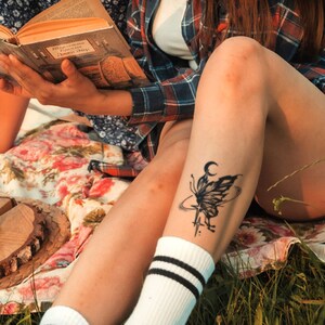 2Pcs Cross Butterfly Semi-permanent Tattoo | Butterfly Tattoo | Temporary Tattoo | Tattoo Sticker | 70mm*96mm