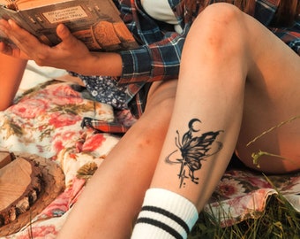 2Pcs Cross Butterfly Semi-permanent Tattoo | Butterfly Tattoo | Temporary Tattoo | Tattoo Sticker | 70mm*96mm