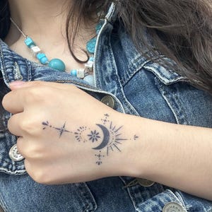 2Pcs Henna Cross Semi-permanent Tattoo |  Hand Tattoo | Temporary Tattoo | 47mm×70mm