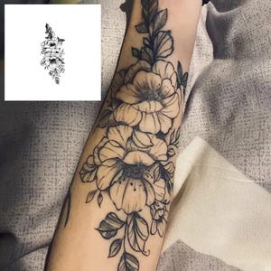 2Pcs Floral Semi-permanent Tattoo | Sleeve Henna Tattoo ink | Tattoo Sticker | 95mm×200mm