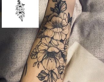 2Pcs Floral Semi-permanent Tattoo | Sleeve Henna Tattoo ink | Tattoo Sticker | 95mm×200mm