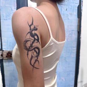 Thorn Snake Semi-permanent Tattoo |  Large Tattoo | Temporary Tattoo | 69.4mm×176mm