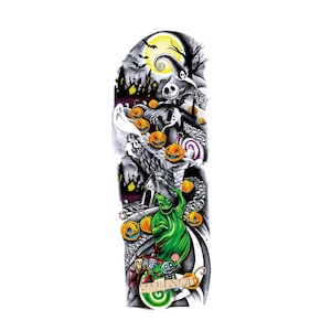 Halloween Große Temporäre Tattoo |  Kürbis Schädel Volle Ärmel Temporary Tattoo |  Tattoo Sticker |  48×17cm