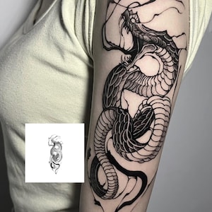2 Stk Angry Snake Semi-permanentes Tattoo | Halbe Ärmel Tattoo Farbe | Tattoo Aufkleber 100 mm×230 mm