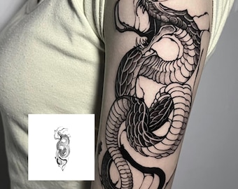2Pcs Angry Snake Semi-permanent Tattoo | Half Sleeve Tattoo ink | Tattoo Sticker | 100mm×230mm