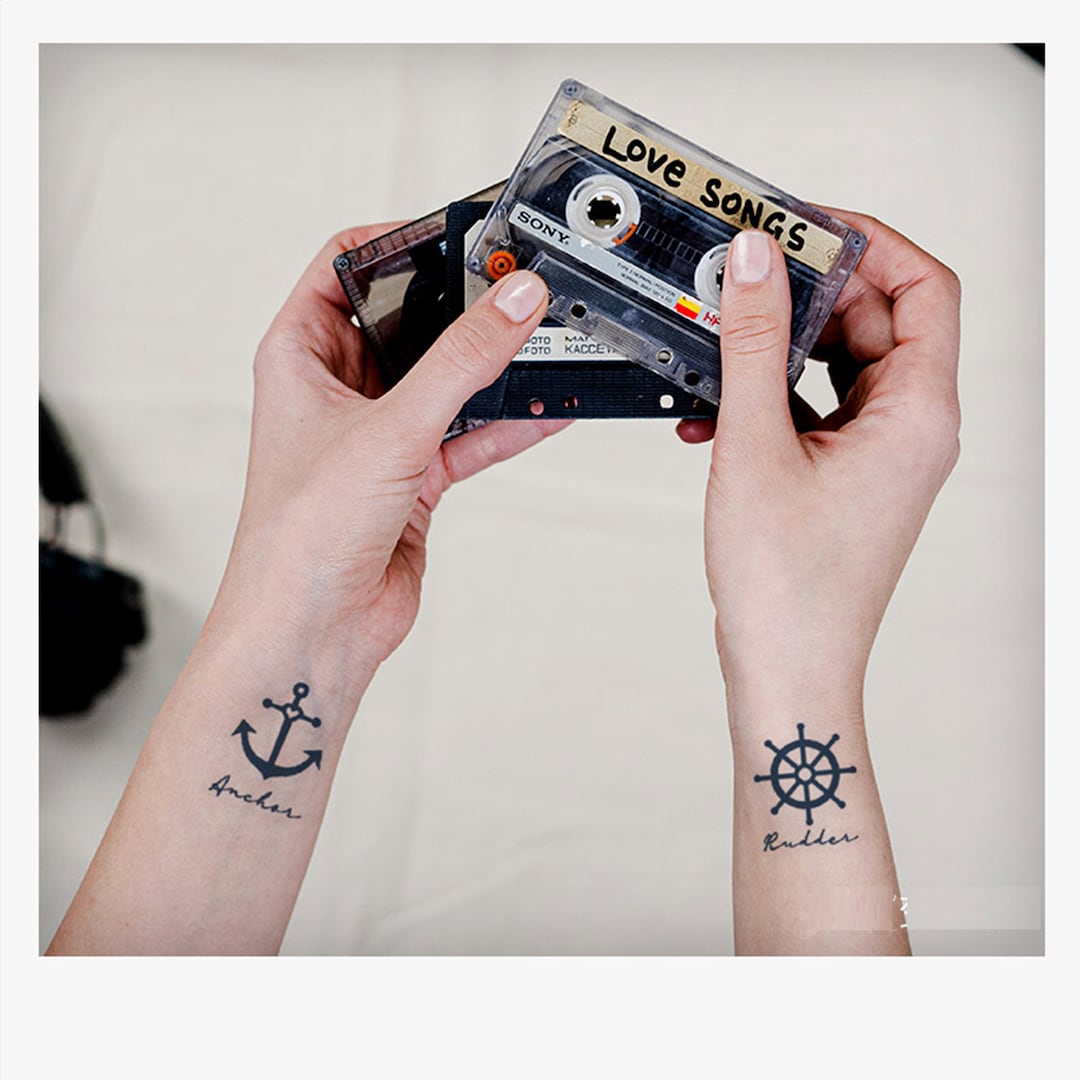 Anchors and Rudder Semi-permanent Tattoo set of Two Small Temporary ...