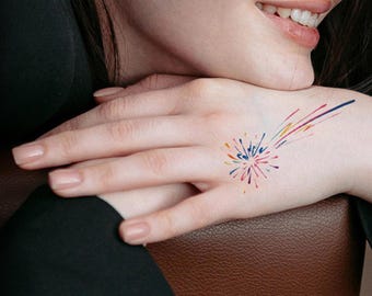 2Pcs Shooting Star Temporary Tattoo | Women Tattoo Sticker | Tattoo Design | 83mm×38mm