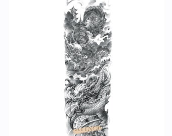 Dragon Cloud Temporary Tattoo | Large Full Sleeves Temporary Tattoo |  Tattoo Sticker |  48×17cm