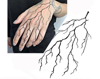 2Pcs Lightning Semi-permanent Tattoo | Hand Tattoo  | Temporary Tattoo ink | Tattoo Sticker | 80mm*165mm