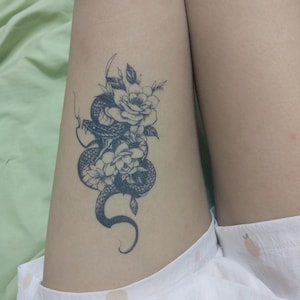 Snake Flower Semi-permanent Tattoo |  Floral Tattoo ink | Tattoo Sticker | 150mm×80mm