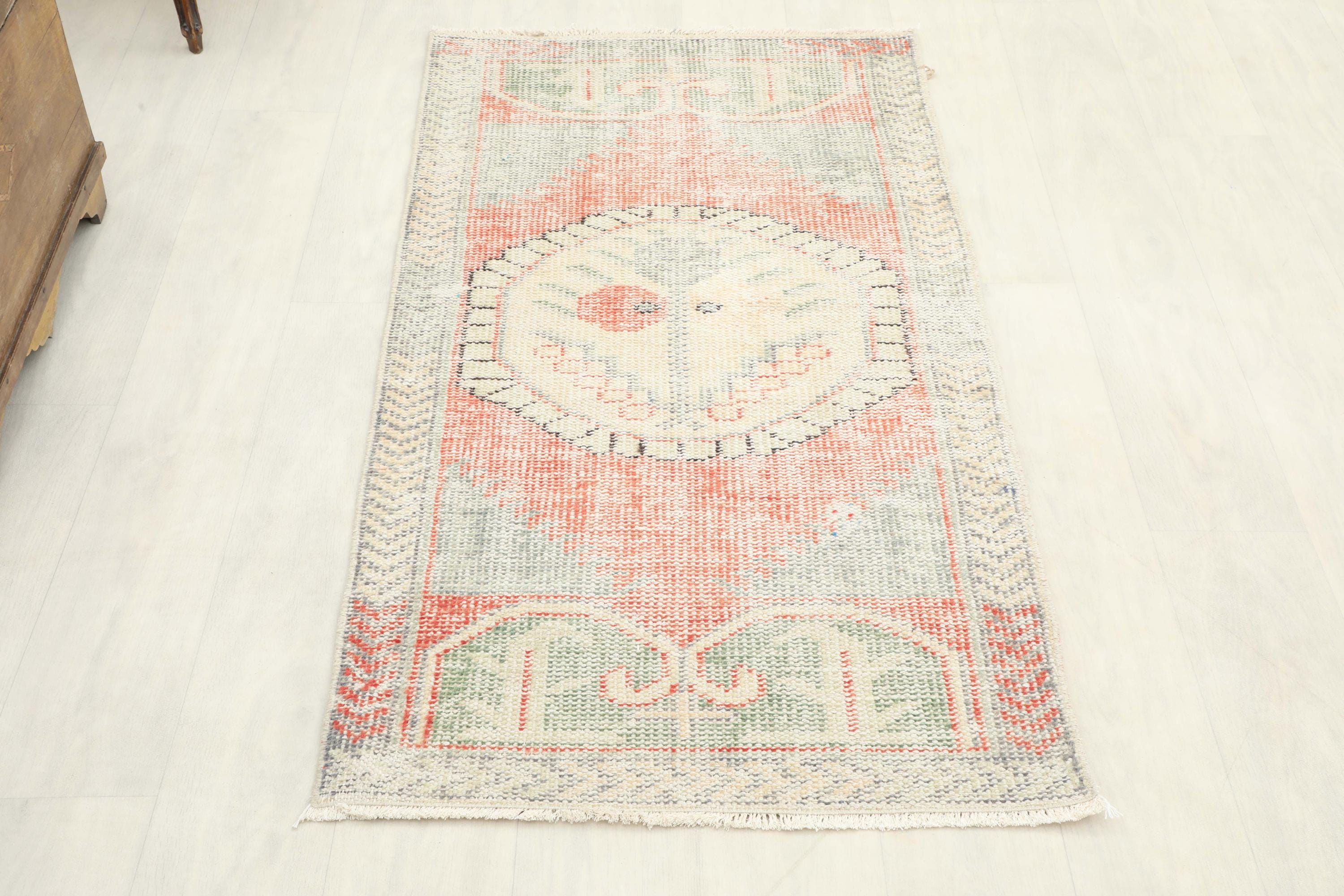 2x5 Turkish Oushak Small Rug: Vintage Faded Orange Beige - Etsy