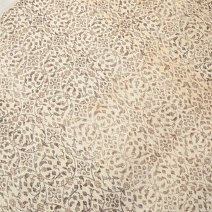 Vintage Oushak Rug: 6x9 Beige & Brown Turkish Wool Rug