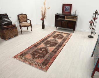 Hallway Runner | Vintage Runner | Wool Runner | Hallway Runner Rug | Vintage Runner Rug | Turkish Runner Rug | 3x9 Red Oushak Runner