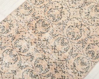 Handgewebter Oushak Teppich Läufer: Türkischer Vintage Teppich Läufer (100x230)