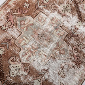 4x9 Vintage Rug, 4x9 Distressed Rug, 4x9 Rug, Turkish Rug 4x9,Oushak Rug 4x9,Handmade Rug,4x9 Runner,Boho Rug, Red,Brown Runner,Faded Runner