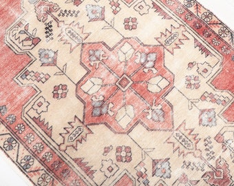 4x8 Rug, 4x8 Vintage Rug, Natural Vintage Rug, Neutral Turkish Rug, 4x8 Turkish Rug,Handmade Rug,4x8 Oushak Rug,Faded Rug,Beige,Red,Gray,4x8