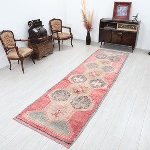 3x11 Runner Rug, Hallway Rug, 3x11 Turkish Runner, Neutral Rug, Wool Rug, 3x11 Vintage Runner, Entry Rug, 3x11 Oushak Runner, Decor Rug,Gift