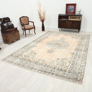 6x10 Rug,Oversize Vintage Oushak Rug,Wool Rug,Faded,6x10 Turkish Rug,Vintage Rug,Handmade Rug,Muted,Neutral Rug,Area Carpet,Oushak Rug,