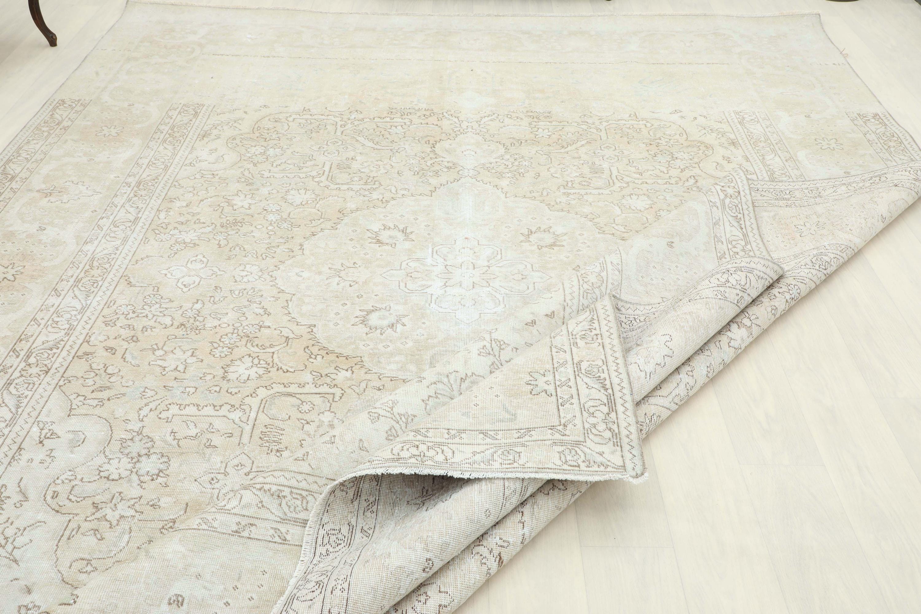 9x12インチの大型ヴィンテージトルコラグ：ハンドメイドウール