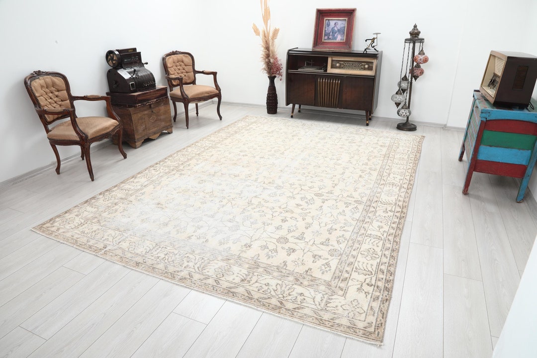 7x10 Oushak Rug: Vintage Turkish Wool & Cotton Distressed Area Rug - Etsy