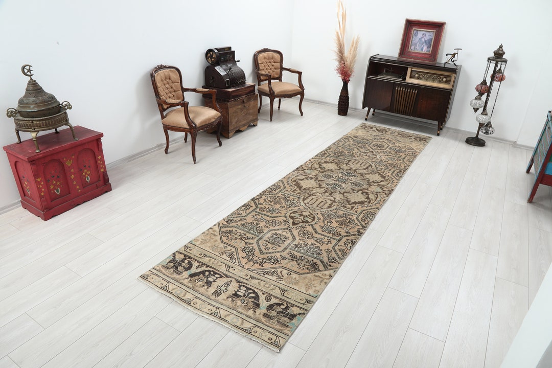 3x12 Runner Rug, Distressed Rug, 3x12 Turkish Runner, Unique Rug, 3x12