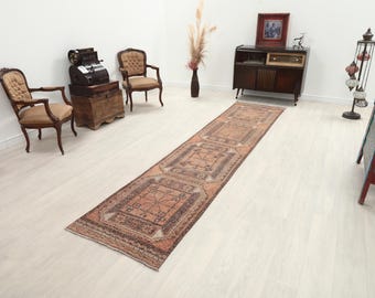 2x12 Orange Oushak Runner | Hallway Runner | Vintage Runner | Wool Runner | Hallway Runner Rug | Vintage Runner Rug | Turkish Runner Rug