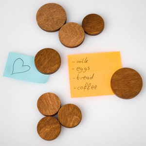 Wooden Refrigerator Magnets, Decorative Magnets, Office Magnets, Round Fridge Magnets. Brown Medium Size
