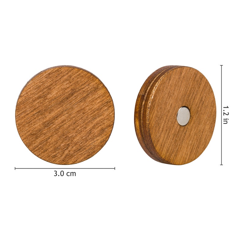 Wooden Refrigerator Magnets, Decorative Magnets, Office Magnets, Round Fridge Magnets. Brown Medium Size zdjęcie 7