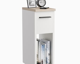 ComfortCove Narrow Bedside Table with Drawer, Slim Nightstand, Small Space End Table, Multiple Colors, Size: W20 x H55 x D30.5 cm