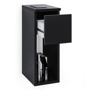 Mesita de noche estrecha ComfortCove con cajón, mesita de noche delgada para espacios pequeños, mesa auxiliar moderna con estante, negra o blanca, 20 x 55 cm imagen 10