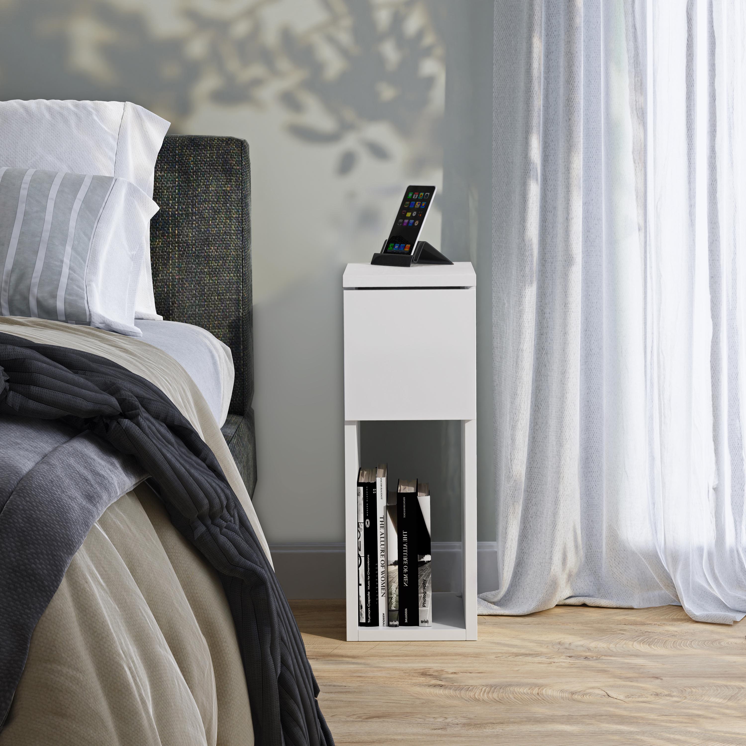 Table de Chevet Haute, Table d'appoint Moderne avec étagère de Rangement, mobilier de Chambre Minimaliste et Pratique (Couleur : Bianco, Taille : 128 cm H