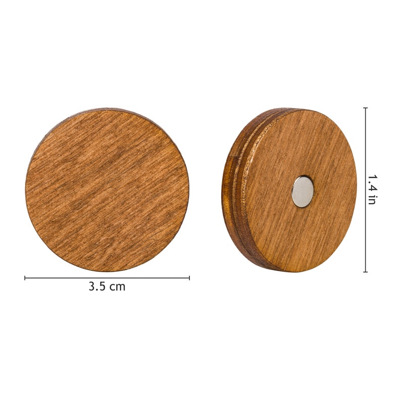 Wooden Refrigerator Magnets, Decorative Magnets, Office Magnets, Round Fridge Magnets. Brown Medium Size zdjęcie 8