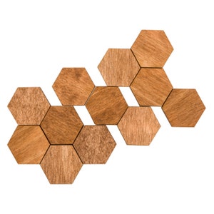 Aimants de réfrigérateur Aimants de bureau, aimants de réfrigérateur hexagonaux, aimants en bois naturels et écologiques. Petit modèle marron Small 12 PCS