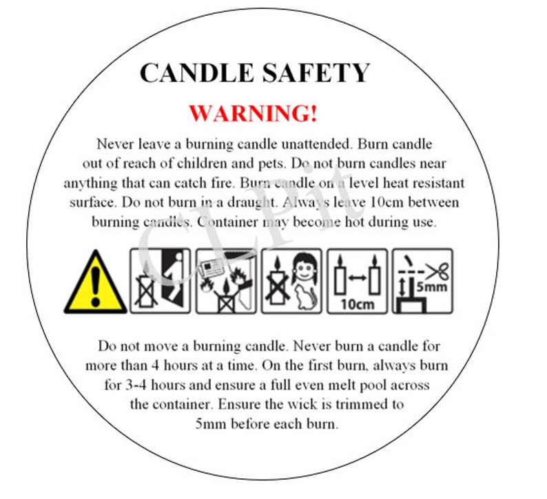 Candle Safety With Pictograms Etsy UK