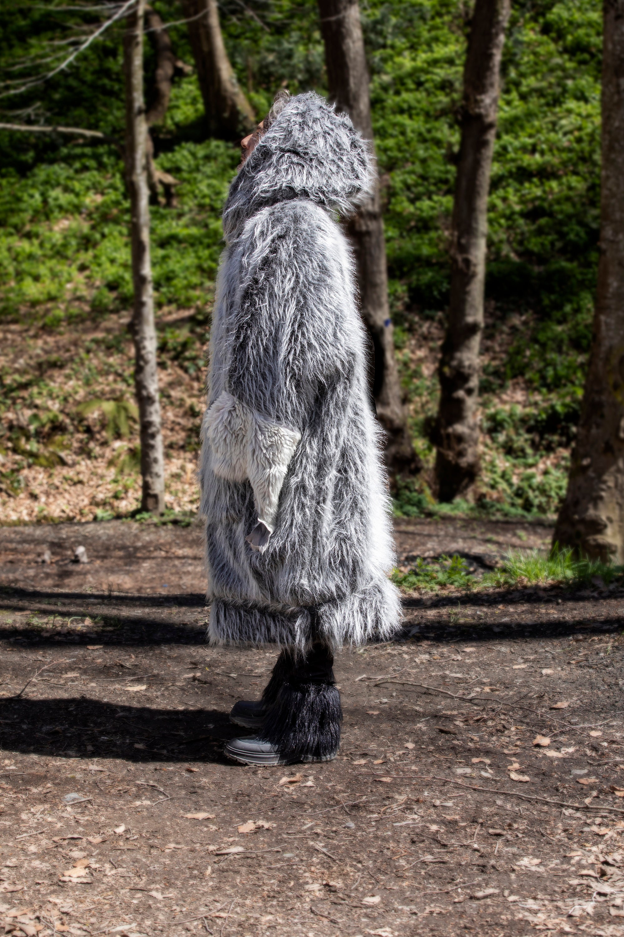 Ash Winter Coat, Fur Poncho, Grey Eskimo Coat, Burning Man Ash Winter Coat, Fur Poncho, Grey Eskimo Coat, Burning Man