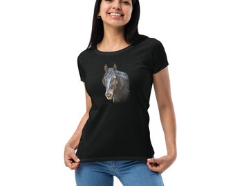 Women’s fitted t-shirt "Black Wild Horse"