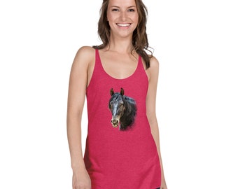 Women's Racerback Tank "Black Wild Horse"