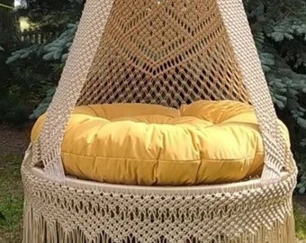 Macrame Swing Chair, Macrame Round Swing, Relax swing, Macrame handmade Swing, Hammock chair, Outdoor, Indoor Swing, Hanging bedroom chair